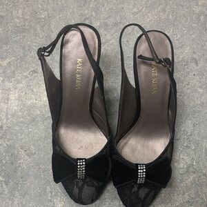 Black Lace Slingback Heels